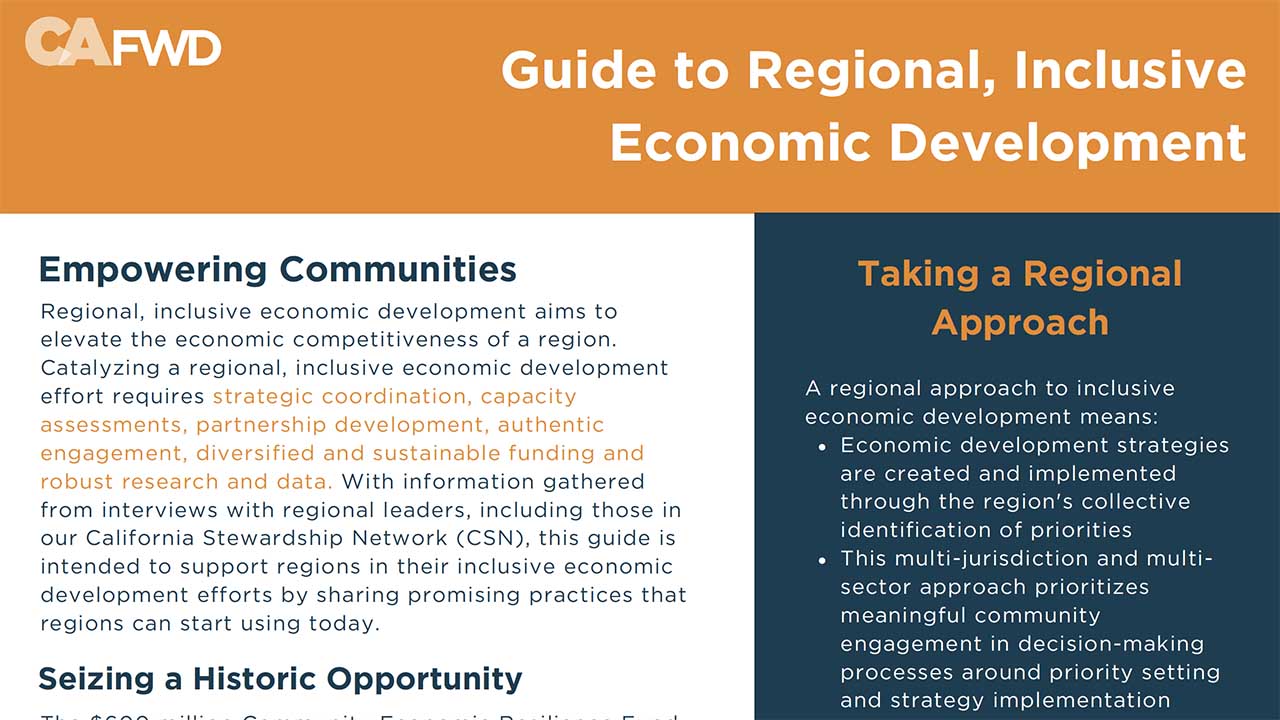 Guide To Regional Inclusive Economic Development California Forward Guide To Regional Inclusive Economic Development California Forward